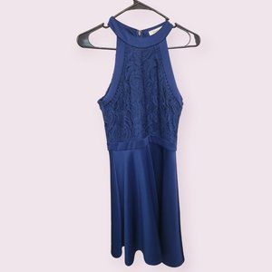 Francesca's Blue Lace Top Dress Size Medium